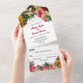 水エレガント色植物園フローラ結婚ズ オールインワン招待状 (貼ってはがせる)