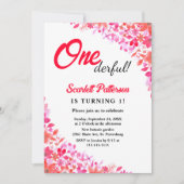 水エレガント色植物学フローラ1st誕生日 招待状 (正面)