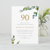 水エレガント色植物学90誕生日 招待状 (スタンド正面)