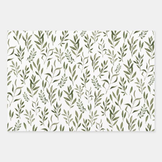 水エレガント色植物性フローラグリーンリーリーフ ラッピングペーパーシート (正面3)
