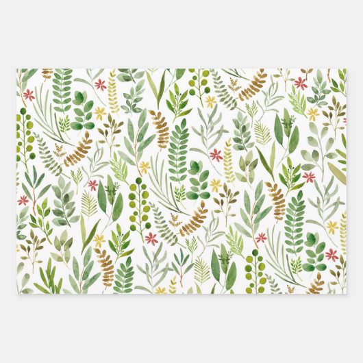 水エレガント色植物性フローラグリーンリーリーフ ラッピングペーパーシート (正面2)