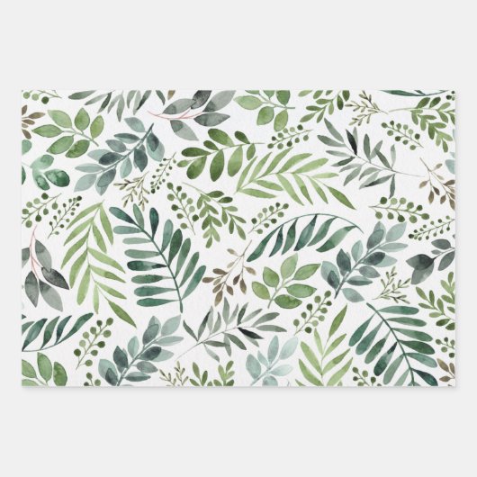水エレガント色植物性フローラグリーンリーリーフ ラッピングペーパーシート (正面)
