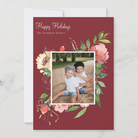 水エレガント色植物性フローラ写真 シーズンカード (正面)