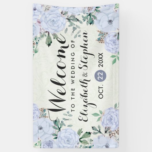 水エレガント色植物性フローラ結婚のバナー 横断幕 (縦)