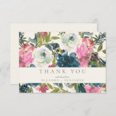水エレガント色植物性フローラ開花結婚ズ サンキューカード (正面/裏面)