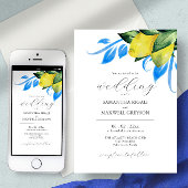 水エレガント色植物性レモ地中海のン 招待状