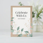 水エレガント色植物性招待状 カード (スタンド正面)