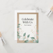 水エレガント色植物性招待状 カード (正面/裏面インサイチュ)