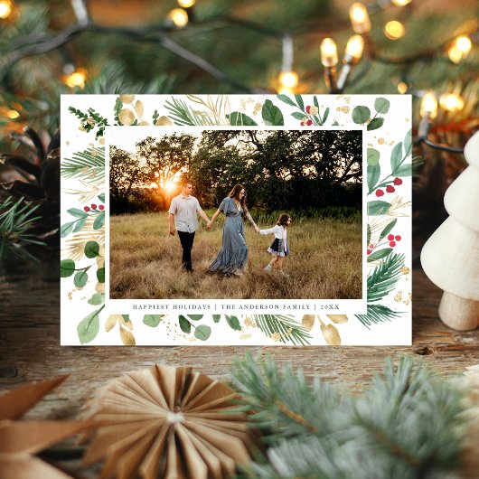 水エレガント色植物枠写真クリスマス シーズンカード