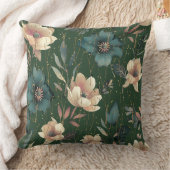 水エレガント色植物模様ダークグリーン クッション (ブランケット)