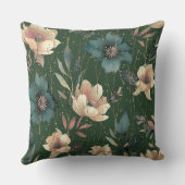 水エレガント色植物模様ダークグリーン クッション (裏面)