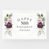 水エレガント色植物第50誕生日 横断幕 (横)