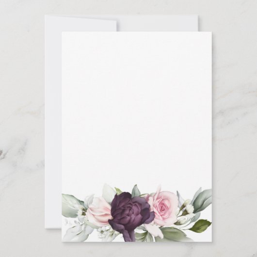 水エレガント色植物第70誕生日 招待状 (裏面)