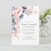 水エレガント色植物第75誕生日 招待状 (スタンド正面)