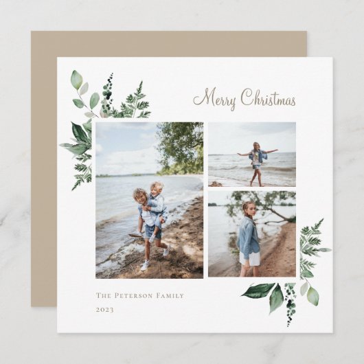 水エレガント色植物緑色写真 シーズンカード (正面/裏面)