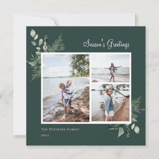 水エレガント色植物緑色写真 シーズンカード (正面)