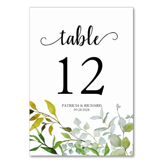 水エレガント色植物緑 テーブルナンバー (正面)