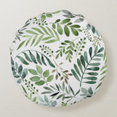 水エレガント色植物葉 ラウンドクッション (裏面)
