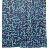 水エレガント色植物青葉色柄 | シャワーカーテン (正面)