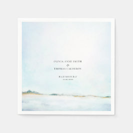 水エレガント色海ビーチコースト結婚ーズ スタンダードカクテルナプキン