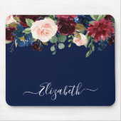 水エレガント色混合フローラトレンディースクリプトブルー マウスパッド (正面)