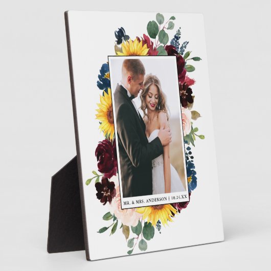 水エレガント色混合フローラ結婚の写真 フォトプラーク (側面)