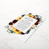 水エレガント色混合フローラ結婚の金ゴールド 箔招待状 (回転した状態)