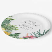 水エレガント色熱帯フローラブライダルシャワー ペーパープレート (アングル)