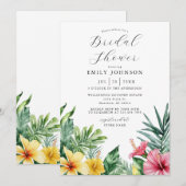 水エレガント色熱帯フローラブライダルシャワー 招待状 (正面/裏面)