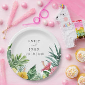 水エレガント色熱帯フローラ結婚ズ ペーパープレート (パーティー)