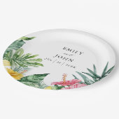 水エレガント色熱帯フローラ結婚ズ ペーパープレート (アングル)