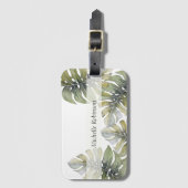 水エレガント色熱帯モンステラ ラゲッジタグ (正面縦)