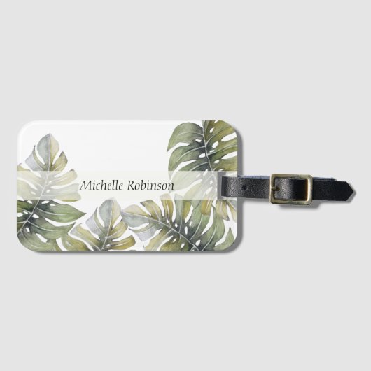 水エレガント色熱帯モンステラ ラゲッジタグ (正面横)