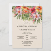 水エレガント色熱帯結婚式招待状 招待状 (正面)