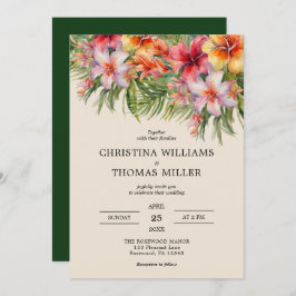 水エレガント色熱帯結婚式招待状 招待状