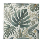 水エレガント色熱帯緑色植物性フローラ タイル (正面)