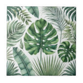 水エレガント色熱帯緑色植物性フローラ タイル (正面)