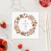 水エレガント色燃えたオレンジ色のフローラ結婚ズ スタンダードカクテルナプキン (インサイチュ)