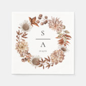 水エレガント色燃えたオレンジ色のフローラ結婚ズ スタンダードカクテルナプキン (正面)