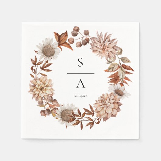 水エレガント色燃えたオレンジ色のフローラ結婚ズ スタンダードカクテルナプキン (正面)