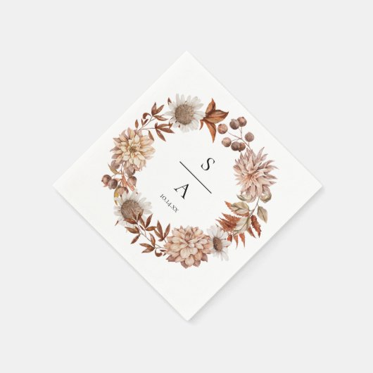 水エレガント色燃えたオレンジ色のフローラ結婚ズ スタンダードカクテルナプキン (角)