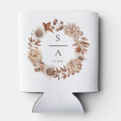 水エレガント色燃えたオレンジ色のフローラ結婚ズ 缶クーラー (裏面)