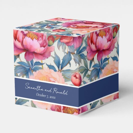 水エレガント色牡丹の花好きボックス フェイバーボックス (正面サイド)