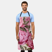 水エレガント色牡丹の花 エプロン (着用した状態)