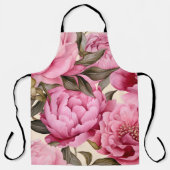 水エレガント色牡丹の花 エプロン (正面)