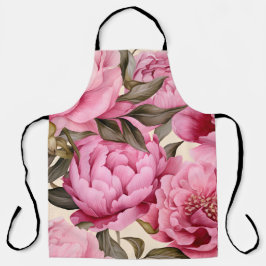 水エレガント色牡丹の花 エプロン