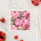 水エレガント色牡丹の花 スタンダードカクテルナプキン (インサイチュ)