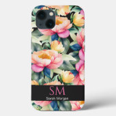 水エレガント色牡丹オンブラックモノグラム Case-Mate iPhoneケース (裏面)