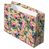 水エレガント色牡丹オンブラック ラージペーパーバッグ (正面アングル)