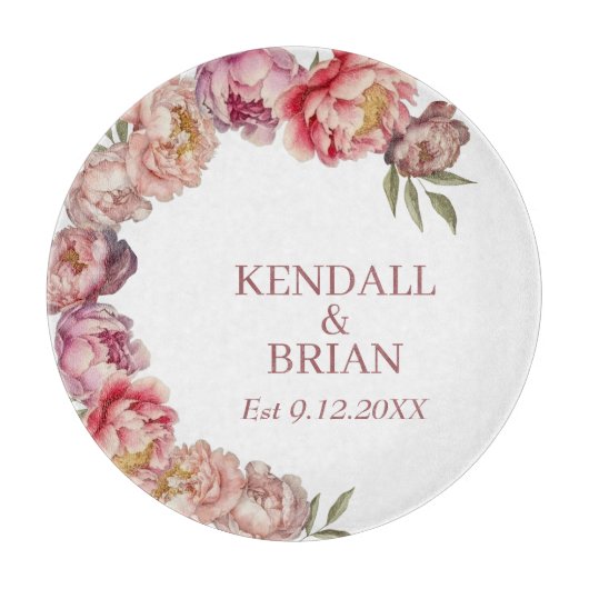 水エレガント色牡丹カスタム家族 カッティングボード (正面)